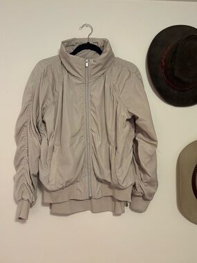 Athleta Light Grey Jetset Bomber Jacket